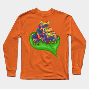 Three Rainbow Tree Frogs Long Sleeve T-Shirt